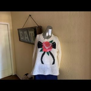 Wildfox Adorable Oversized White Sweater Big Bow